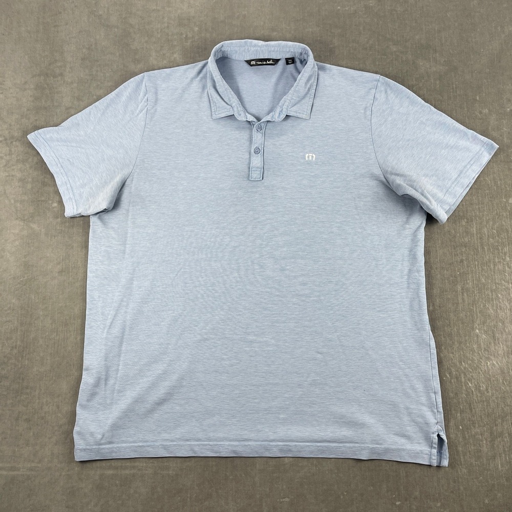 TravisMathew Mens XXXL Light Blue Polo Shirt Pima Cotton Blend Short Sleeve